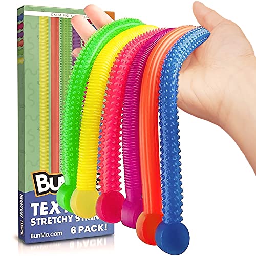 BUNMO 6pk Textured Noodle Sensory Toys | Calming & Exciting Stretchy Strings for Stress Relief, Focus, Stimulation & Autism | Christmas Stocking Stuffers | The Storepaperoomates Retail Market - Fast Affordable Shopping
