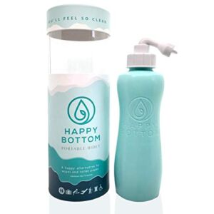 Happy Bottom Portable Bidet | Leak Free Handheld Travel Bidet and Peri Bottle with Angled Nozzle Sprayer | 400 ml Capacity | With Travel Bag