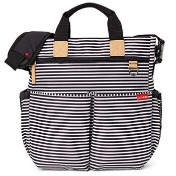 Skip Hop Diaper Bag: Iconic Duo Signature Function Forward Tote with Changing Pad & Stroller Attachement, Black/White Stripe | The Storepaperoomates Retail Market - Fast Affordable Shopping