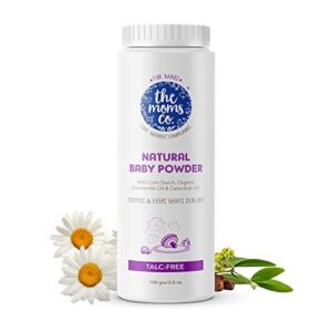 The Moms Co. Talc-Free Natural Baby Powder with Corn Starch, Chamomile Oil, Calendula Oil and USDA-Certified Organic Jojoba Oil – 100g