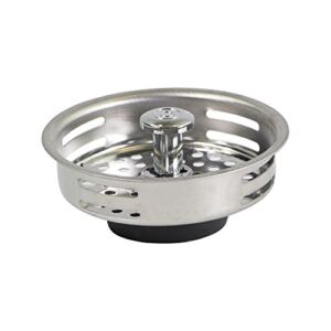 Highcraft 9843 Stainless Steel Kitchen Sink Strainer Basket-Replacement for Standard Drains (3-1/2 Inch) -Universal Style Rubber Stopper
