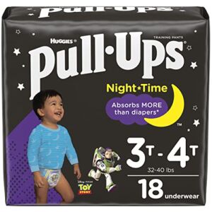 Pull-Ups Boys’ Nighttime Potty Training Pants Training Underwear, 3T-4T, 18 Ct