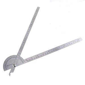 ChgImposs 0-180 Degree Angle Finder, Stainless Steel Round Head Rotary Protractor Scale Angle Finder Adjustable Double-arm Ruler Angle, Finder Craftsman Ruler Machinist Tool