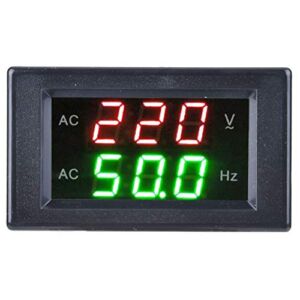 Voltage Frequency Meter, Generator Gauge Panel, Dual Display LED Test Tool, Used for AC 45-65HZ Power Supply (Black) Testers and Detectors Voltmeter