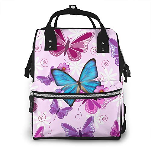 pengyong Purple Butterfly Waterproof Diaper Backpack,compartment With Two Pockets And Eight Storage,Stylish And Durable Baby Nursing Bags For Parents | The Storepaperoomates Retail Market - Fast Affordable Shopping