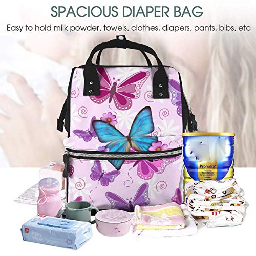 pengyong Purple Butterfly Waterproof Diaper Backpack,compartment With Two Pockets And Eight Storage,Stylish And Durable Baby Nursing Bags For Parents | The Storepaperoomates Retail Market - Fast Affordable Shopping