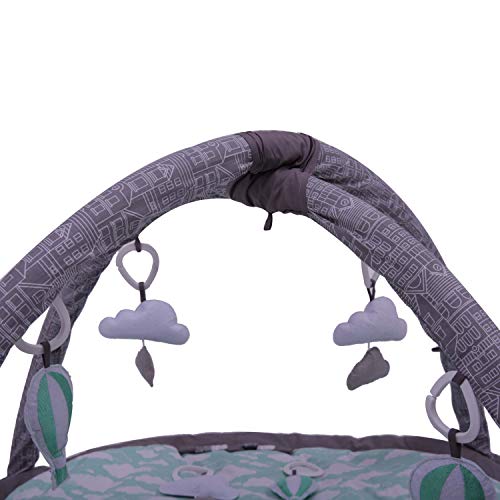 Bacati Clouds in The City Baby Play Gym with Mat, Mint/Grey | The Storepaperoomates Retail Market - Fast Affordable Shopping