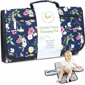 Portable Diaper Changing Pad – Convenient Travel Changing Pad and Wipe Holder – Portable Changing Pad – Navy