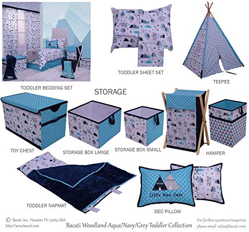 Bacati Woodlands Boys Cotton Activity Gym with Mat, Aqua/Navy/Grey | The Storepaperoomates Retail Market - Fast Affordable Shopping