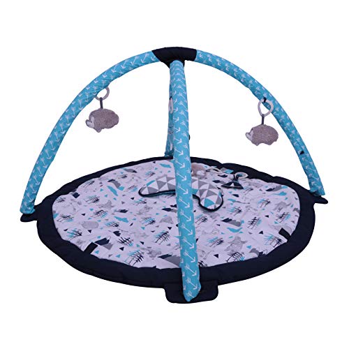 Bacati Woodlands Boys Cotton Activity Gym with Mat, Aqua/Navy/Grey | The Storepaperoomates Retail Market - Fast Affordable Shopping