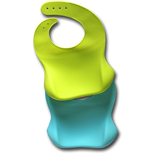 Silicone Baby Bibs Easily Wipe Clean – Comfortable Soft Waterproof Bib Keeps Stains Off, Set of 2 Colors (Turquoise/Lime Green) | The Storepaperoomates Retail Market - Fast Affordable Shopping