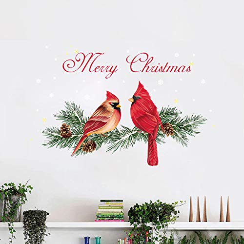 ufengke Christmas Cardinal Pine Cones Wall Stickers Birds Snowflakes Window Clings Decal for Showcase Home Decor Merry Christmas Decoration | The Storepaperoomates Retail Market - Fast Affordable Shopping