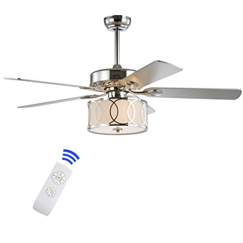 JONATHAN Y JYL9607A 52″ 3-Light Chrome Drum Shade LED Ceiling Fan + Remote, Traditional Farmhouse Rustic Industrial Bohemian Country Cottage Transitional Glam for Home, Kitchen, Living Room | The Storepaperoomates Retail Market - Fast Affordable Shopping
