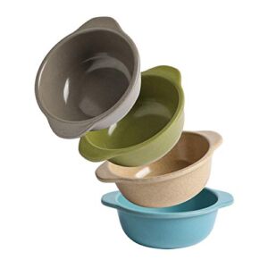 PandaEar Safe Stackable (4 Pack) Authentic Bamboo Baby Toddler Bowls Dinnerware, Non-Toxic Top Rack Dishwasher Safe, Eco-Friendly BPA Free(Neutral)