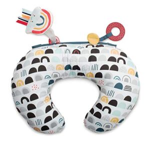 Boppy Tummy Time Prop Pillow, Black And White Modern Rainbows With Teething Toys, A Smaller Size For Comfortable Tummy Time, Toys Attached