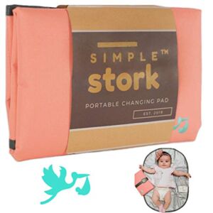 New SIMPLE STORK Portable Changing Pad – Large Foldable Travel Changing Station – Waterproof Baby Changing Mat – 28 x19 Inches