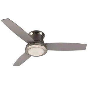 Harbor Breeze Sail Stream 52-in Brushed Nickel LED Indoor Flush mount Ceiling Fan with Light and Remote Control Included (3-Blade)