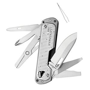 LEATHERMAN, FREE T4 Multitool and EDC Knife with Magnetic Locking and One Hand Accessible, Built in the USA, Stainless