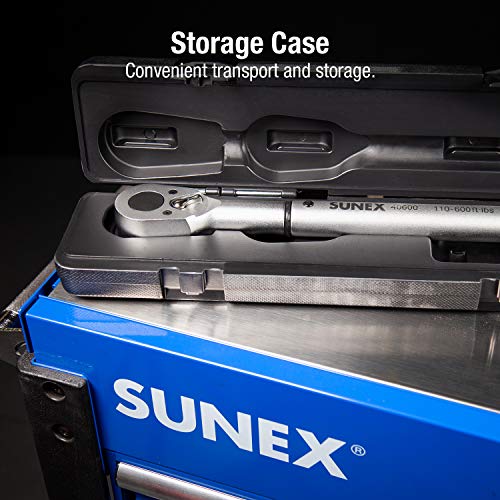 Sunex 40600, ¾” Drive, 48T Torque Wrench, 110 To 600′-Lb, 48 Tooth Ratcheting Mechanism, Accurate To 3% Clockwise & 6% Counterclockwise, Audible Click, Heat Treated Tube, Aluminum Handle | The Storepaperoomates Retail Market - Fast Affordable Shopping