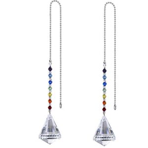 Crystal Ceiling Fan Pull Chains Chakra Pendant Prisms Suncatchers, Pack of 2 (38mm Cone Prism)