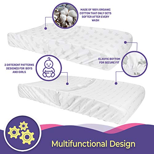 Budding Sprout Organic Cotton Ultra Soft Hypoallergenic Changing Pad Covers (2-Pack) Fits Standard Size Pads 16” x 32” Comes with Two Unisex Design | The Storepaperoomates Retail Market - Fast Affordable Shopping
