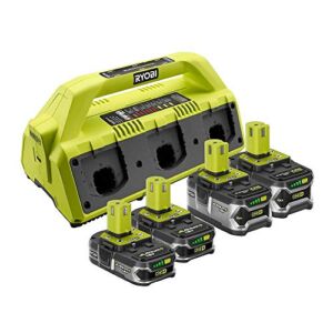 Ryobi 18-Volt ONE+ 6-Port Dual Chemistry Supercharger Kit with (4) Batteries – P1821 – (Bulk Packaged) (Renewed)