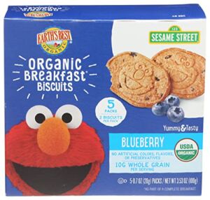 Earth’s Best Organic Sesame Street Toddler Breakfast Biscuits, Blueberry, 5 Count (Pack of 6)
