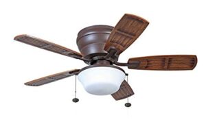 Litex WH44OSB5L Soe Mooreland – 44 Inch Ceiling Fan with Light Kit, Oiled Rubbed Bronze Finish with Bronze Blade Finish with Frosted Glass