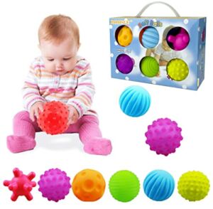 ROHSCE Sensory Balls for Baby Sensory Baby Toys 6 to 12 Months for Toddlers 1-3, Bright Color Textured Multi Soft Ball Gift Sets, Montessori Toys for Babies 6-12 Months Infant 0-6 Months (6 Pack)