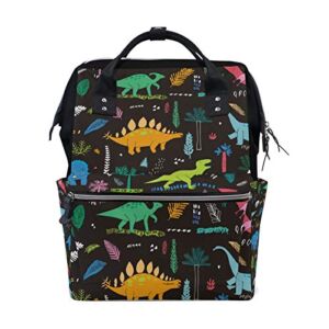 MERRYSUGAR Diaper Bag Backpack Travel Bag Large Multifunction Waterproof Dinosaur Black Leaf Stylish and Durable Nappy Bag for Baby Care School Backpack,Color-12,28x18x40cm