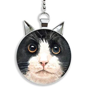 Gotham Decor Black and White Cat Cat Shaped Fan/Light Pull Pendant with Chain
