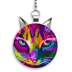 Gotham Decor Colorful Kitten Face Cat Shaped Fan/Light Pull Pendant with Chain