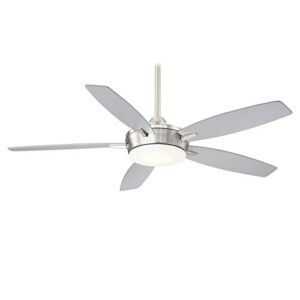 Minka-Aire F690L-BN/SL Espace 52 Inch Ceiling Fan with Integrated 18W Dimmable LED Light in Brushed Nickel and Silver Finish