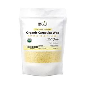 Nuvia Organics USDA Certified Carnauba Wax, 100% Vegan – Great for DIY Cosmetics, Food Grade, Various Uses, 16oz