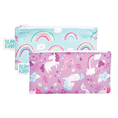 Bumkins Snack Bags, Reusable Fabric, Washable, Food Safe, BPA Free – Unicorns & Rainbows (2-Pack) | The Storepaperoomates Retail Market - Fast Affordable Shopping