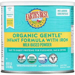 Earth’s Best Organic Gentle Infant Powder Formula with Iron, Easy To Digest Proteins, 21 oz