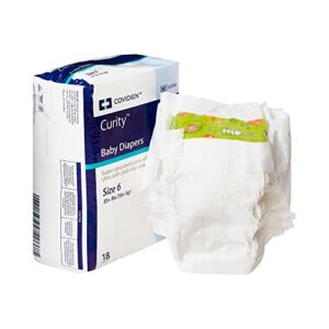 Curity Baby Diaper Tab Closure Size 6 Disposable Heavy Absorbency, 80058A – Pack of 18