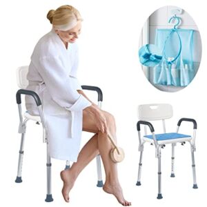 Medokare Premium Shower Chair for Inside Shower – Bath Chair and Medical Grade Shower Seat for Seniors, Elderly, Handicap & Disabled – Adjustable Support Bench w/ Back and Armrests for Bathtub