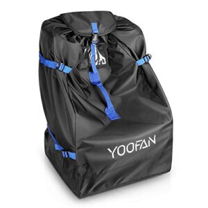 YOOFAN Car Seat Travel Bag for Airplane – Waterproof Carseat Carrier with Full Protective Cover, Adjustable Side Straps and 4 Buttom Pads – Universal Infant Car Seat Bags for Air Travel