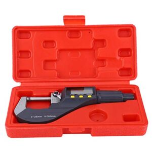 Digital Micrometer 0.00005″/0.001mm Outside Micrometer Caliper Gauge Electronic Digimatic Micrometer Thickness Measuring Resolution Thickness Gauge with Protective Case(0-25mm)