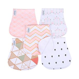 Baby Burp Cloths for Girls 5 Pack Burp Cloths Towel Burping Rags for Babies Newborns Baby Shower 100% Super Absorbent Organic Cotton Soft Triple Layer