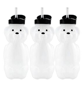 Honey Bear Straw Cups (3-Pack); 8-Ounce Therapy Sippy Bottles w/Flexible Straws