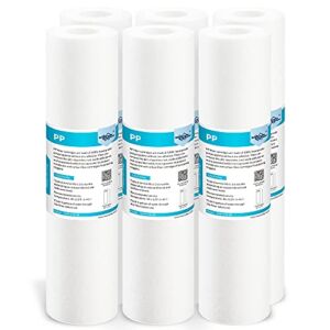 Membrane Solutions 20 Micron Sediment Water Filter Replacement Polypropylene Cartridge 10″x 2.5″ for Whole House RO System, Compatible with Aqua-Pure AP110, GE FXUSC,WHKF-GD05,Culligan P5-6 Pack