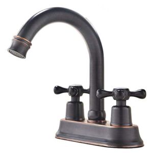 UFaucet 2-Handle Centerset Black Bathroom Faucet, Stainless Steel High Arc Vanity Sink Faucet, 2 Hole Bathroom Sink Faucet Easy Installation with Instruction (Oil Rubbed Bronze)