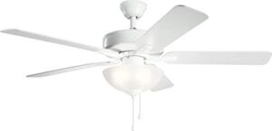 Kichler 330017WH Basics Pro Select 52” Ceiling Fan with LED Lights, White