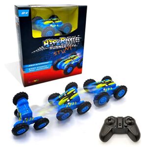 MukikiM Hyper Runner Stunt – Blue – Remote Control Race Car Rocks Super High-Speed Stunts & Moves! 360° Spins & Double-Sided Runs with Fun Light! Quick USB Charge. Not Your Normal RC Car!