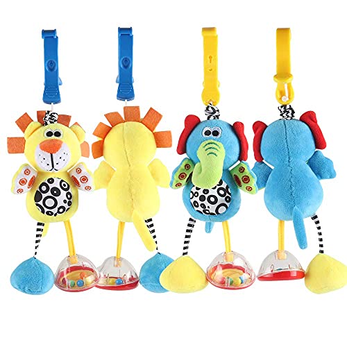 Baby Toys for 3, 6, 9, 12 Months, Hanging Rattle Toys for Babies, Soft Plush Stuffed Animal Rattles Stroller Accessory for Infant Car Bed Crib, Set of 2 | The Storepaperoomates Retail Market - Fast Affordable Shopping