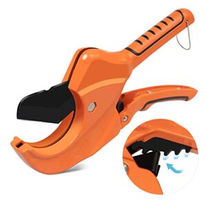 AIRAJ Ratchet PVC Pipe Cutter,Cuts up to 2-1/2″PEX,PVC,PPR and Plastic Hoses,Pipe Cutters with Sharp SK5 Stainless Steel Blades,Suitable for Home Repairs and Plumbers