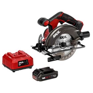 SKIL 20V 6-1/2 Inch Cordless Circular Saw, Includes 2.0Ah PWRCore 20 Lithium Battery and Charger – CR5406-10