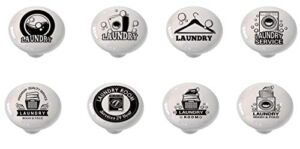 Set of 8 Black and White Laundry Room Drawer Knobs by Gotham Decor